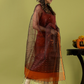 Handwoven Jamdani Muslin Unstitched 2-piece Kurti | Rust Brown
