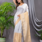 Tissue Silk Saree With Pearl White - 007