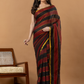 Pure Handloom Mul Cotton Saree | Black And Rust Stripes