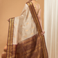 Pure Handloom Korvai Saree | Light Gold and Golden Dark Brown