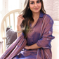 Lavender Purple Tissue Linen Silver Zari Jamdani 2-Piece Set Kurti & Dupatta (UNSTITCHED) - 305