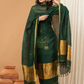 Dark Green Jamdani 2-Piece Set Kurti & Dupatta (UNSTITCHED) - 142