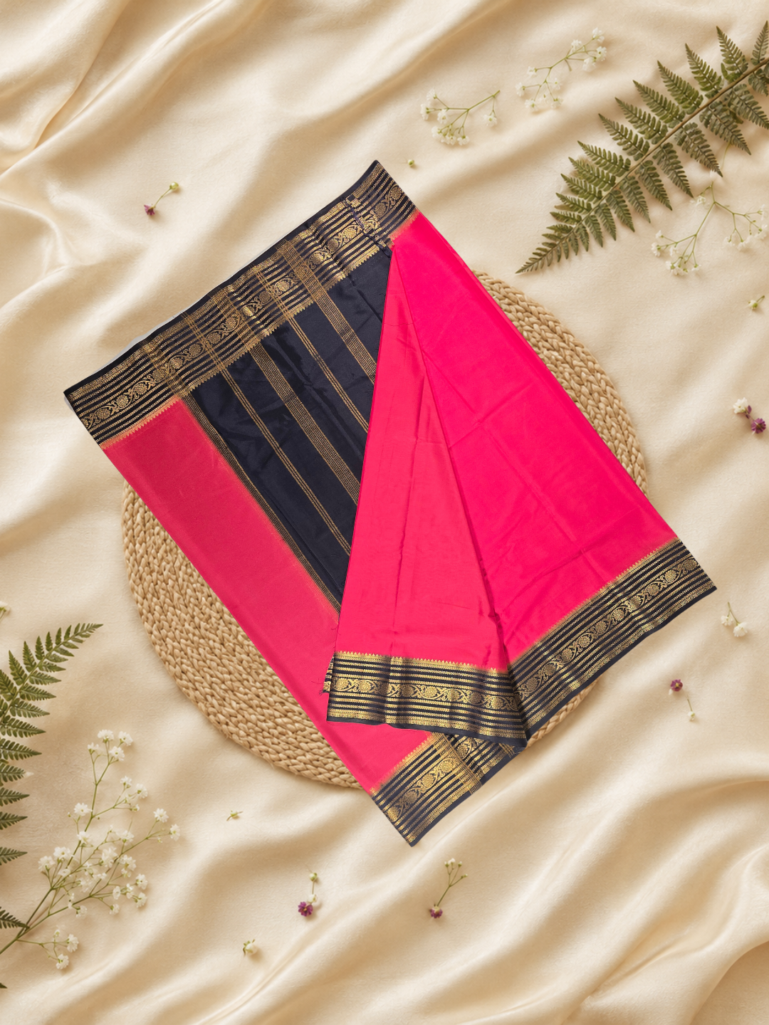 Mysore Silk Saree With Deep Pink