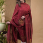 Blood Red Natural Dye Cotton by Cotton (100 Count Soft Cotton) 2 Piece Set Kurti & Dupatta (UNSTITCHED)  -657
