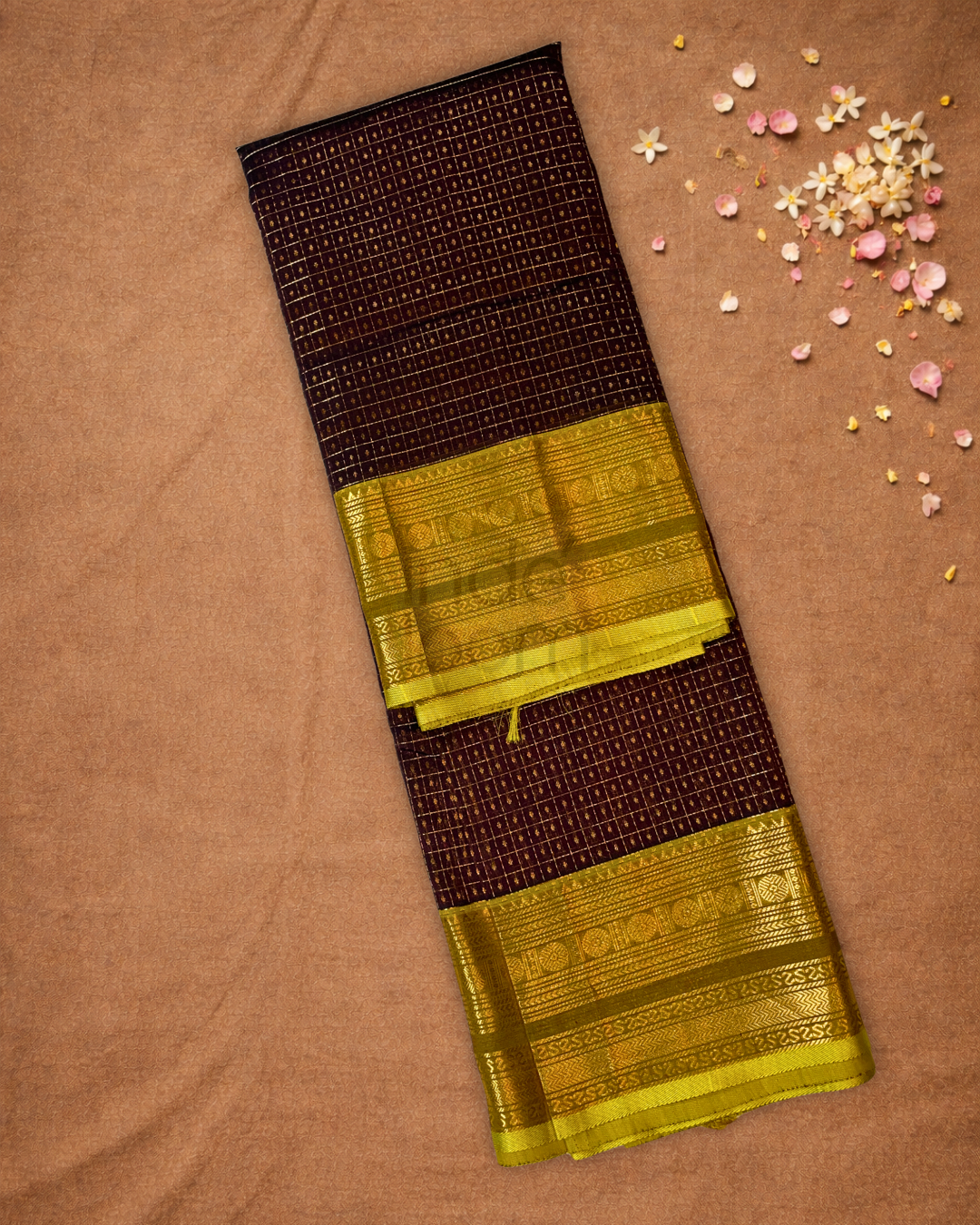 Pure Handloom Korvai Saree | Umber Brown