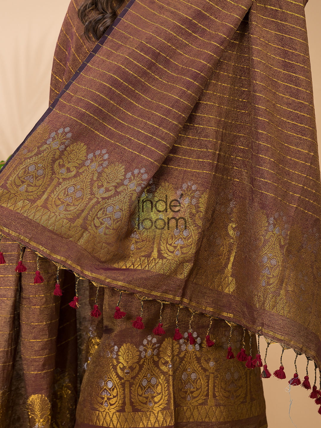 Chocolate Brown Organic Linen 2-Piece Set Kurti & Dupatta (UNSTITCHED) - 076