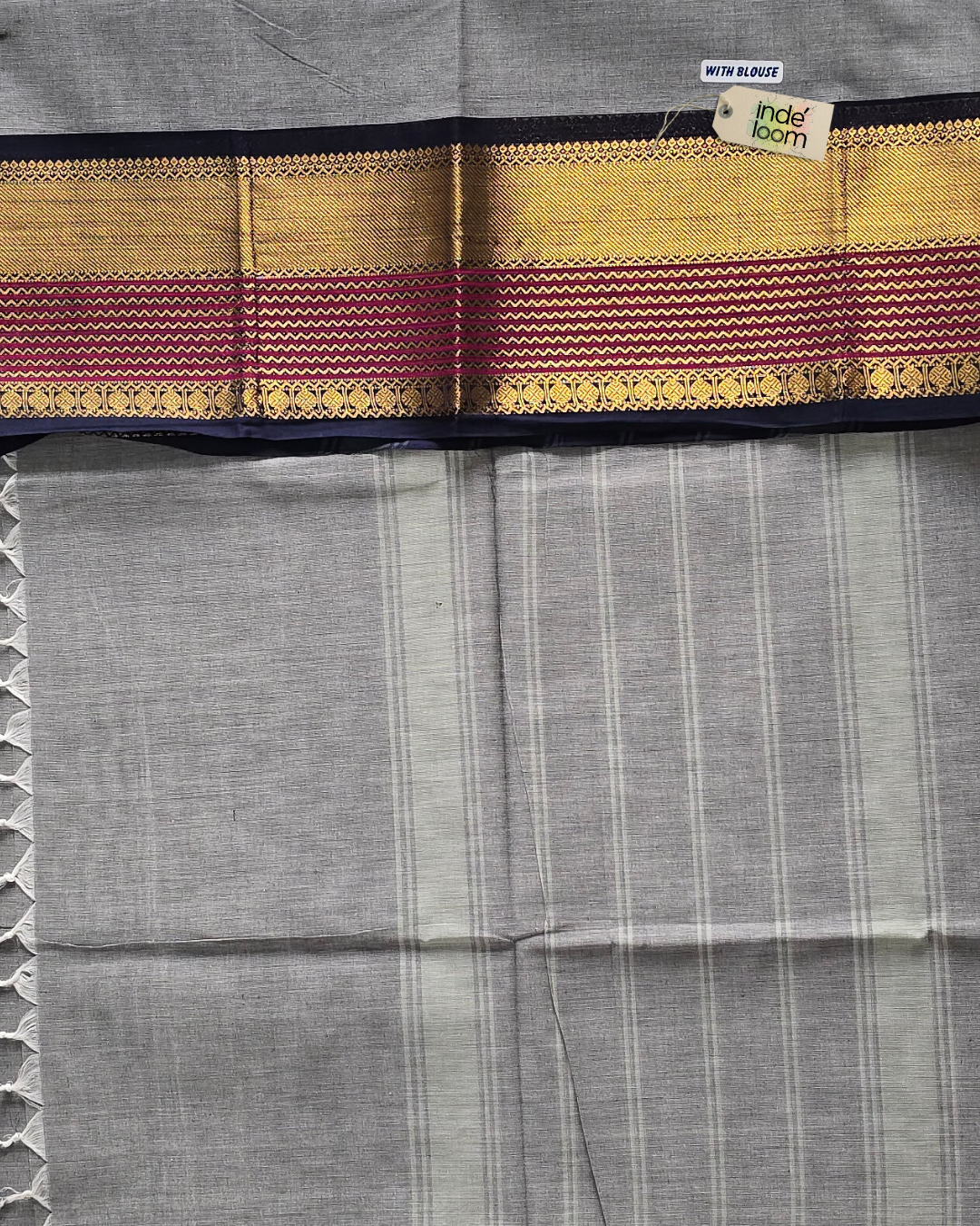 Kanchi Cotton|Grey & Navy Blue