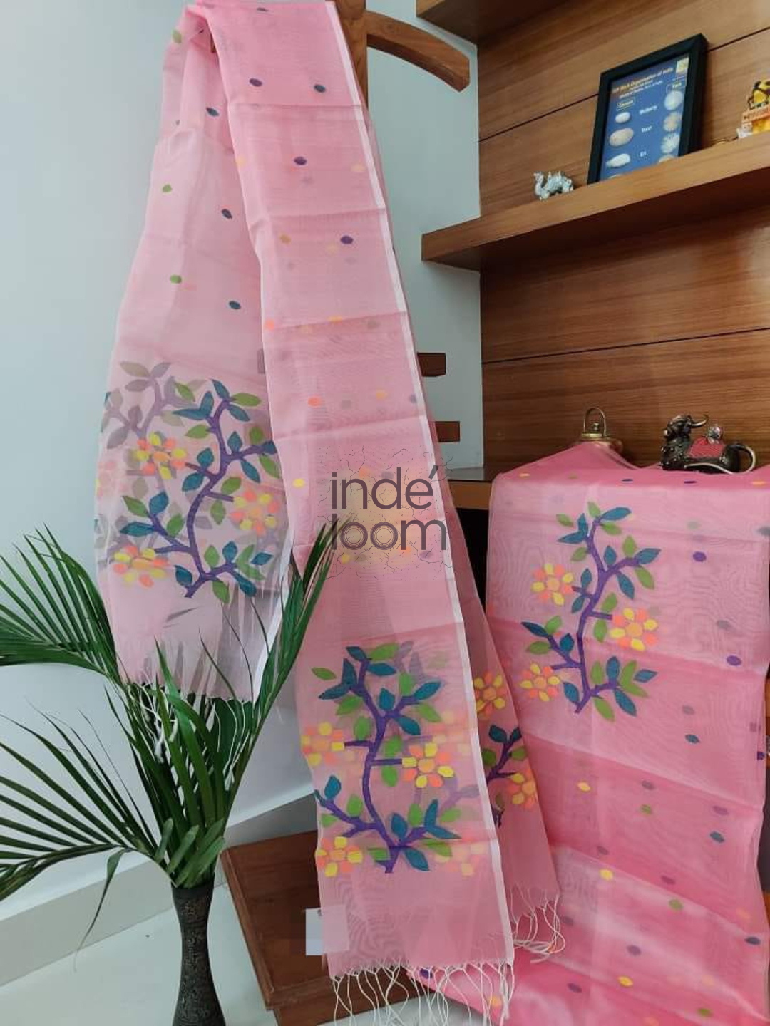 Muslin Jamdani 2-Piece Set Kurti & Dupatta (UNSTITCHED) Baby Pink-957