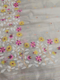 Handwoven Pure Jamdani Cotton Silk Saree  |  Cream Beige
