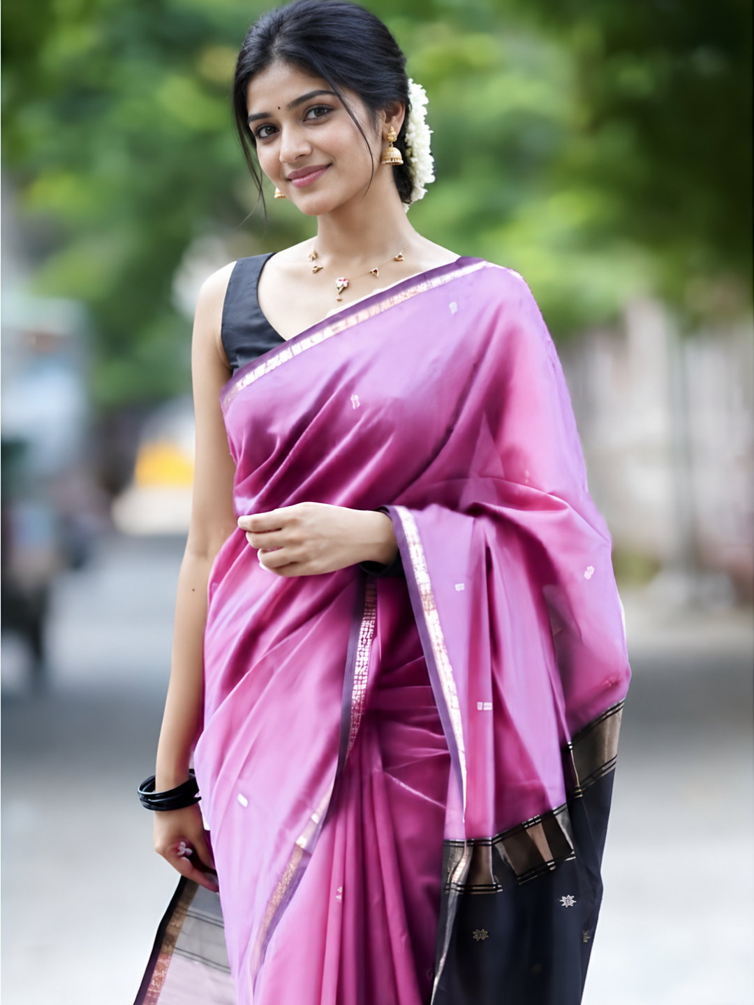 Maheshwari Silk Cotton Saree – Festive Elegance | Pink