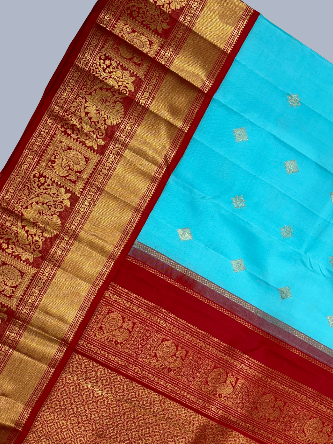 Pure Handwoven Kanchi Silk Saree Sky Blue - 205
