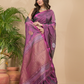 Tissue Silk Saree With Shaded Wine Purple - 032