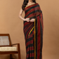 Pure Handloom Mul Cotton Saree | Black And Rust Stripes
