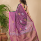 Tissue Silk Saree With Shaded Wine Purple - 032