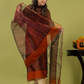 Handwoven Jamdani Muslin Unstitched 2-piece Kurti | Rust Brown