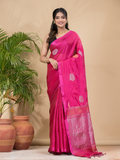 Tissue Silk Saree With Shaded Deep Pink - 034