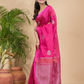 Tissue Silk Saree With Shaded Deep Pink - 034