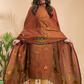Rust Orange Tissue Linen 2-Piece Set Kurti & Dupatta (UNSTITCHED) - 037