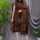 Umber Brown 120 Count Cotton Jamdani 2-Piece Set Kurti & Dupatta (UNSTITCHED) - 137