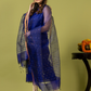 Handwoven Jamdani Muslin Unstitched 2-piece Kurti | Royal Blue