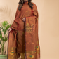 Rust Orange Tissue Linen 2-Piece Set Kurti & Dupatta (UNSTITCHED) - 037