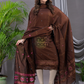 Umber Brown 120 Count Cotton Jamdani 2-Piece Set Kurti & Dupatta (UNSTITCHED) - 137
