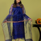 Handwoven Jamdani Muslin Unstitched 2-piece Kurti | Royal Blue