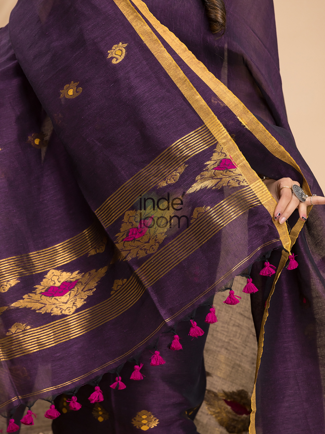Midnight Purple Tissue Linen 2-Piece Set Kurti & Dupatta (UNSTITCHED) - 038