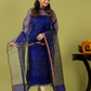 Handwoven Jamdani Muslin Unstitched 2-piece Kurti | Royal Blue