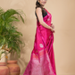 Tissue Silk Saree With Shaded Deep Pink - 034