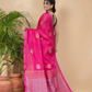 Tissue Silk Saree With Shaded Deep Pink - 034