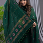 Dark Green 120 Count Cotton Jamdani 2-Piece Set Kurti & Dupatta (UNSTITCHED) - 138