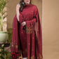 Blood Red Natural Dye Cotton by Cotton (100 Count Soft Cotton) 2 Piece Set Kurti & Dupatta (UNSTITCHED)  -657