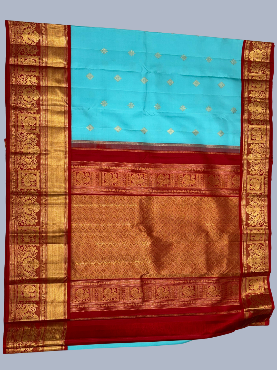 Pure Handwoven Kanchi Silk Saree Sky Blue - 205