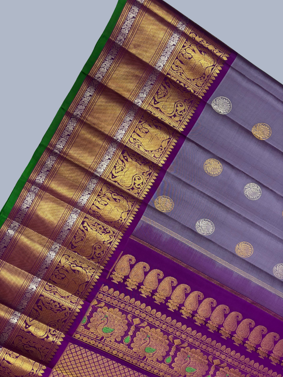 Handwoven Pure Gadwal Silk Saree  |  Eggplant Purple