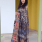 Ajrakh Exclusive designer Chanderi Saree with Floral Zari border - 029 - indeloom