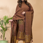 Chocolate Brown Organic Linen 2-Piece Set Kurti & Dupatta (UNSTITCHED) - 076