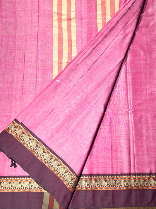 Handloom Narayanpet Cotton Saree | Mauve Pink