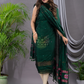 Dark Green 120 Count Cotton Jamdani 2-Piece Set Kurti & Dupatta (UNSTITCHED) - 138