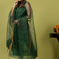 Handwoven Jamdani Muslin Unstitched 2-piece Kurti | Bottle Green