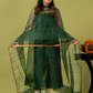 Handwoven Jamdani Muslin Unstitched 2-piece Kurti | Bottle Green