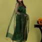 Handwoven Jamdani Muslin Unstitched 2-piece Kurti | Bottle Green