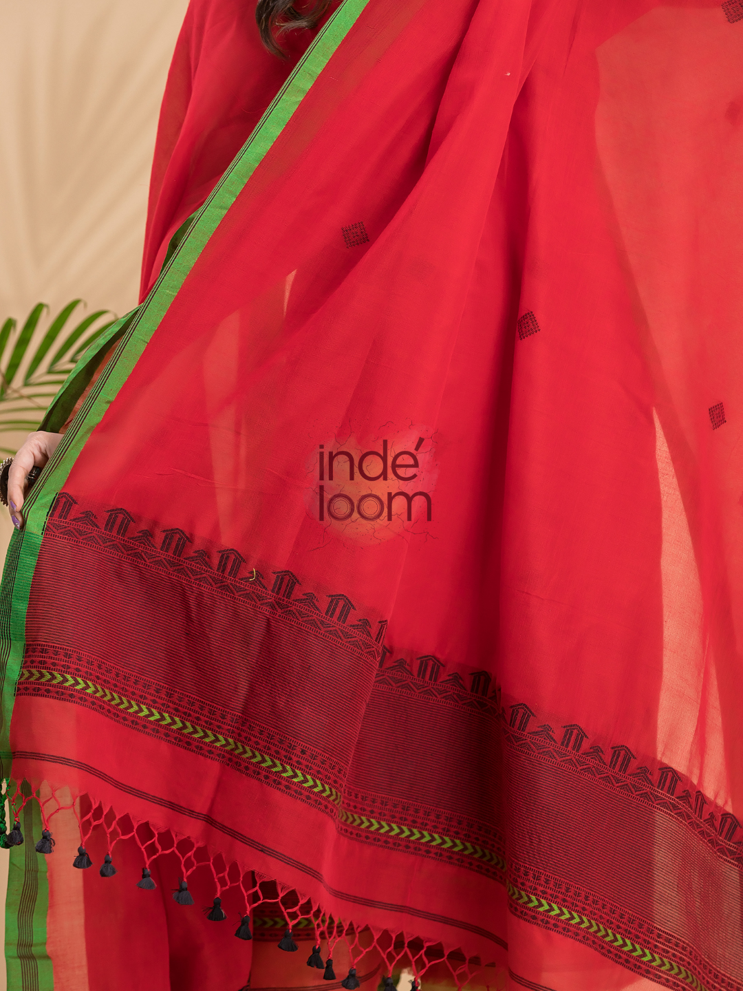 Passion Red Mercerized Cotton 2-Piece Set Kurti & Dupatta (UNSTITCHED) - 039