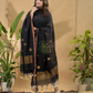 Dark Black Jamdani 2-Piece Set Kurti & Dupatta (UNSTITCHED) -753