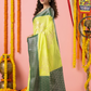 Classic Benarasi Semi Silk Saree | Lime Yellow