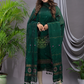 Dark Green 120 Count Cotton Jamdani 2-Piece Set Kurti & Dupatta (UNSTITCHED) - 138