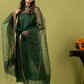 Handwoven Jamdani Muslin Unstitched 2-piece Kurti | Bottle Green