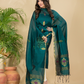 Teal Green Mercerised Cotton Meenakari Motif 2-Piece Kurti & Dupatta (UNSTITCHED)-873
