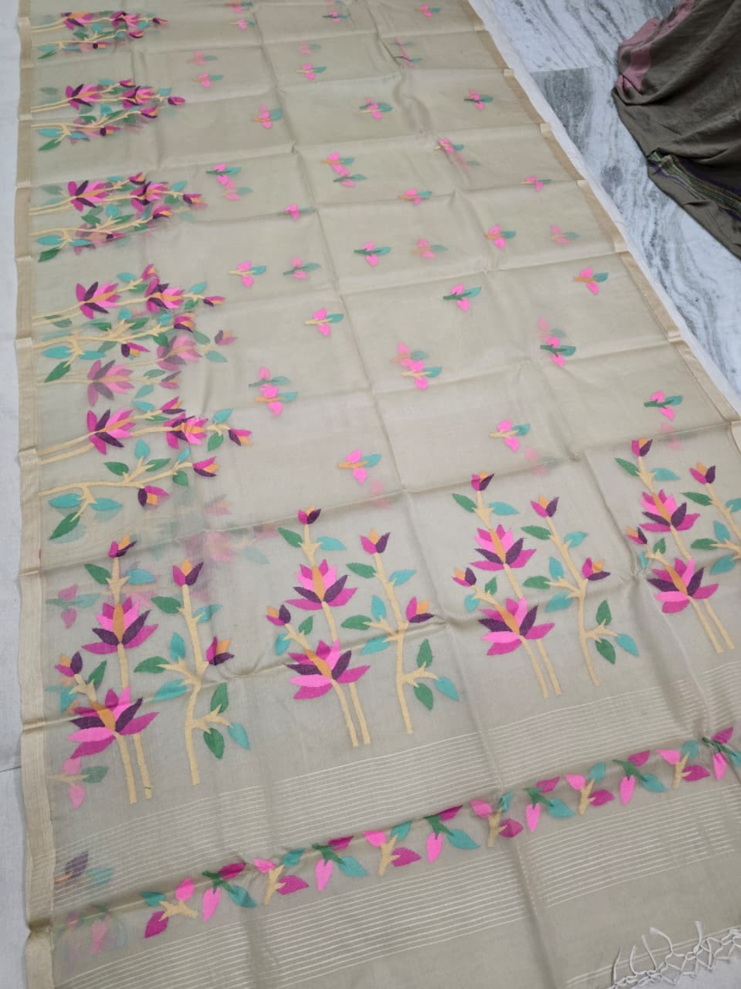 Handwoven Pure Handwoven Pure Muslin Saree | Cream Beige
