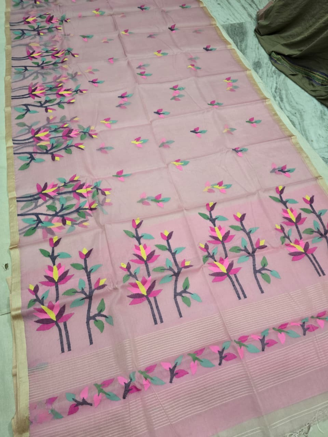 Handwoven Pure Handwoven Pure Muslin Saree |Pink